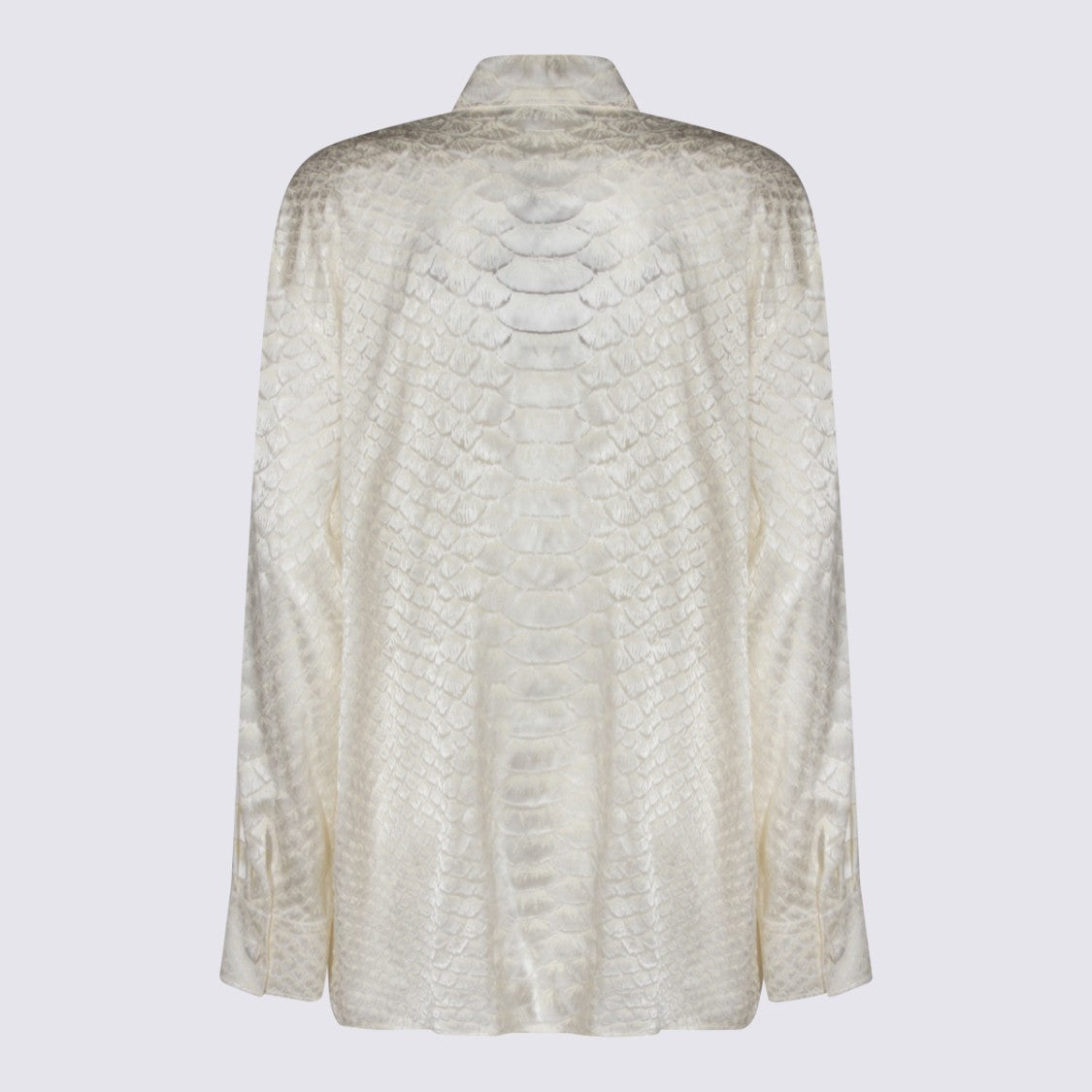 Roberto Cavalli Silky White Snakeskin Pattern Shirt