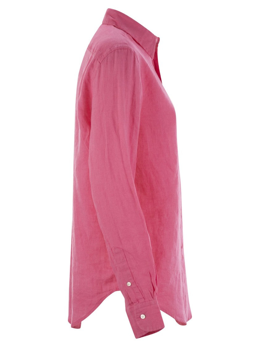 Polo Ralph Lauren Straight-Cut Linen Shirt With Mother-Of-Pearl Accents