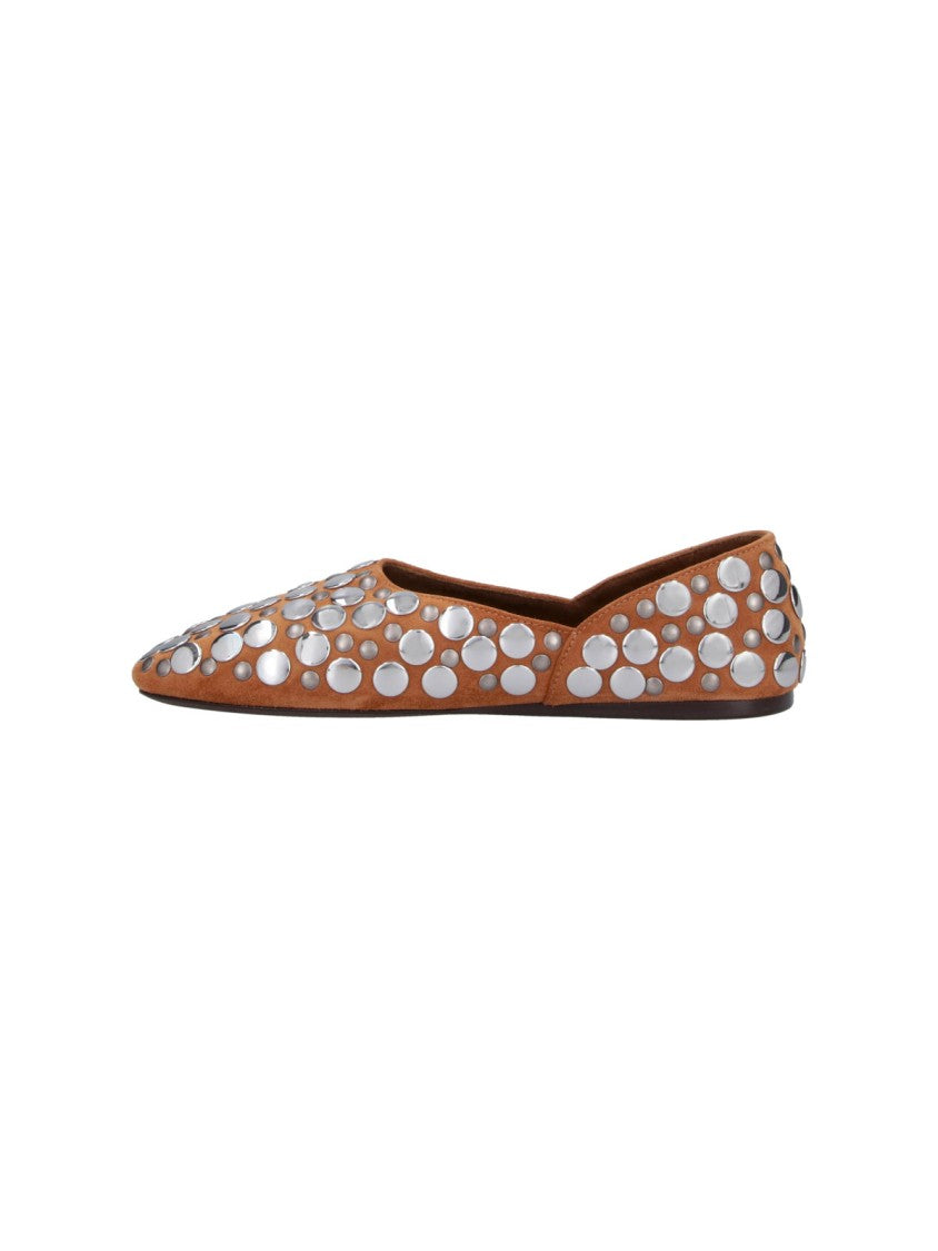 Khaite Brown Jane Studs Pointed-Toe Flats
