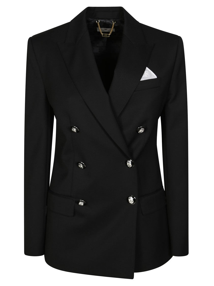 Elisabetta Franchi Tailored Double-Breasted Black Blazer