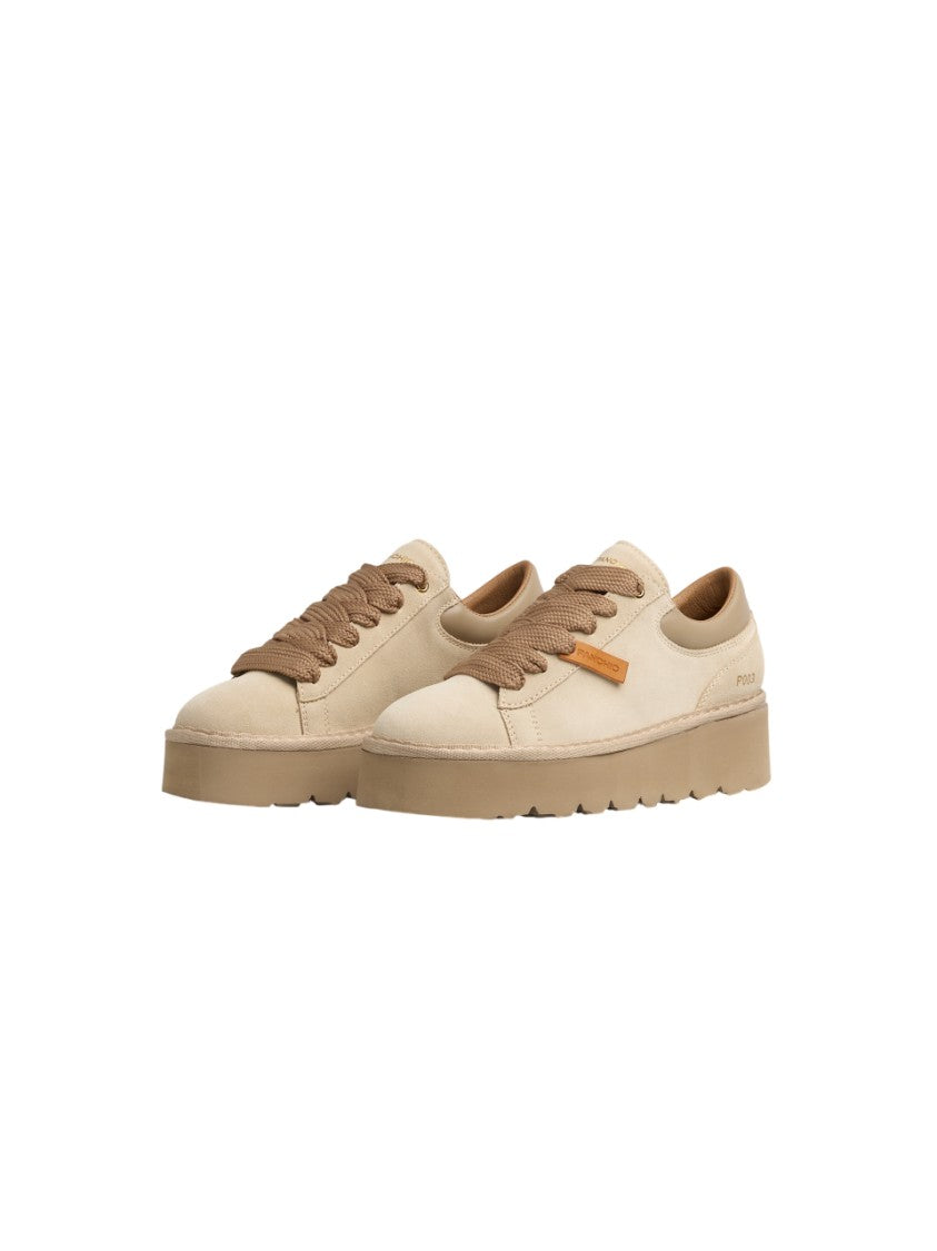Panchic Beige Leather Low-Top Sneakers Sole