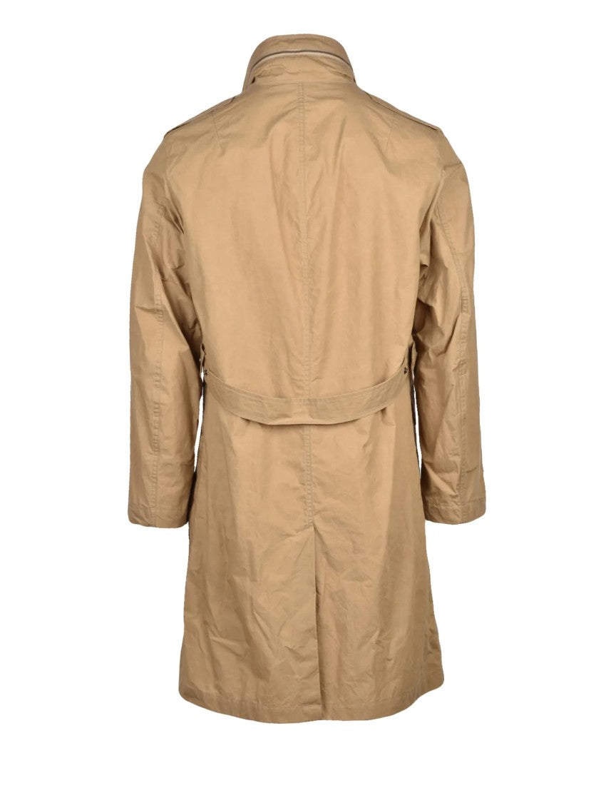 L Impermeabile Mid-Length Khaki Cotton Wembley Coat With Snap Closure