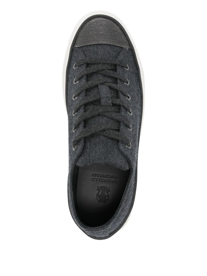 Brunello Cucinelli Grey Sneakers With Streamlined Silhouette