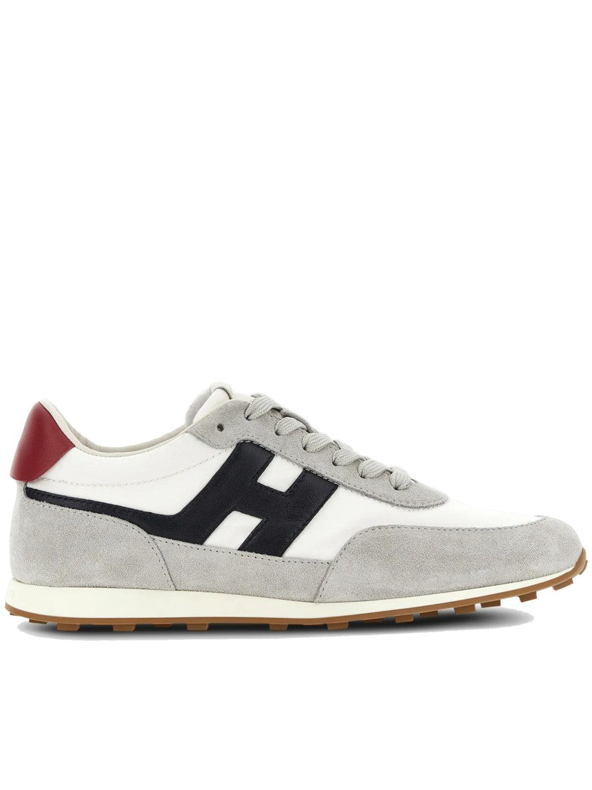 Hogan Grey Low-Top Suede White Panel Sneakers