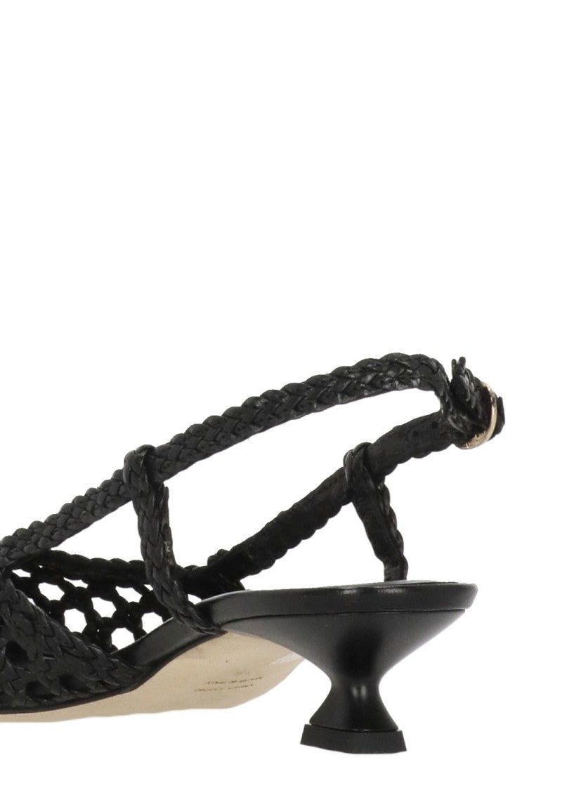 Juilie Dee Black Julie Dee Woven Leather Mules