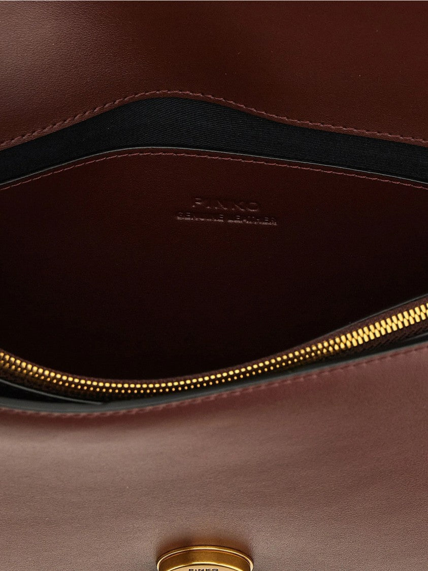 Pinko Brown Love One Classic Leather Satchel