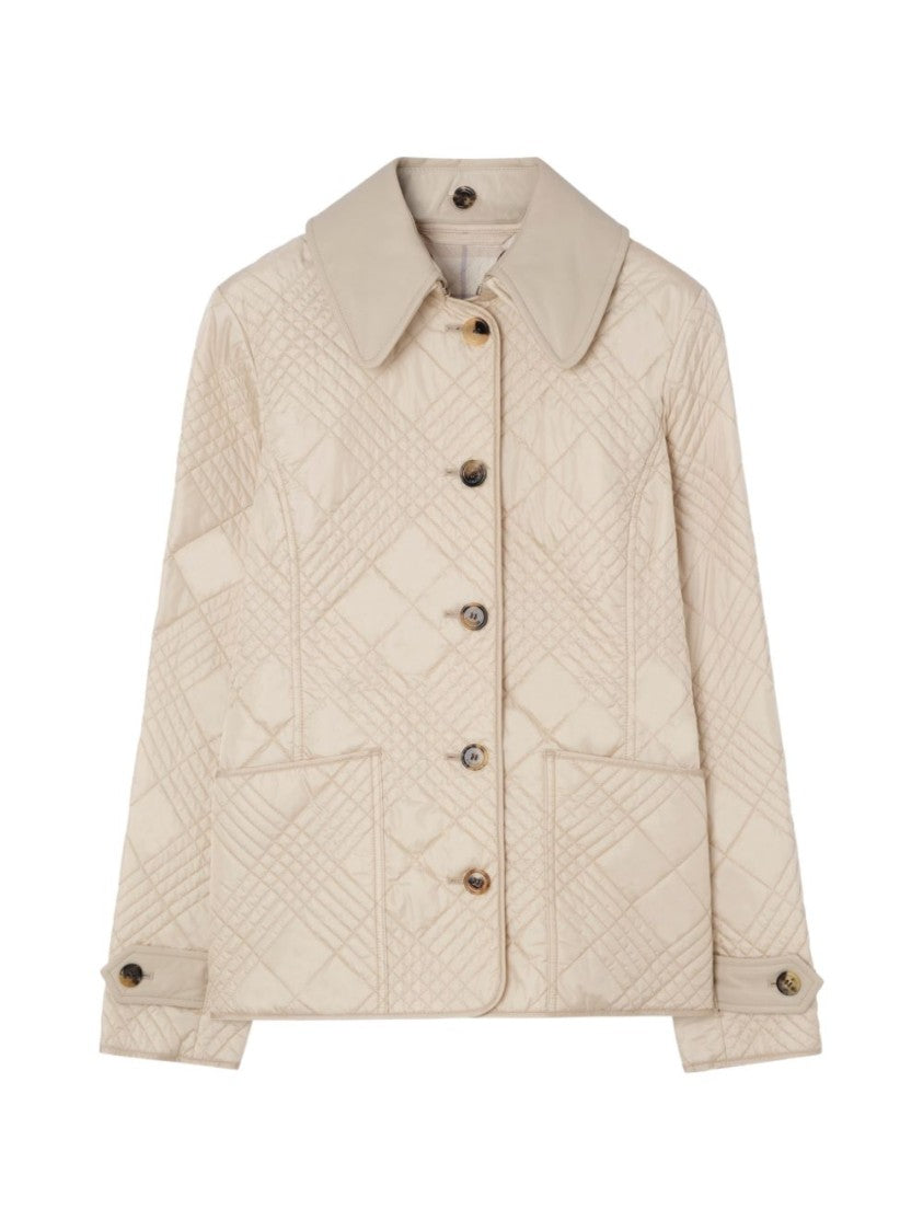 Burberry Quilted Button-Down Tailored Silhouette Jacket