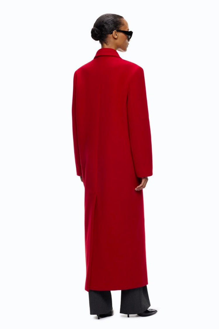 Pinko Red Wool-Nylon Blend Double-Breasted Coat