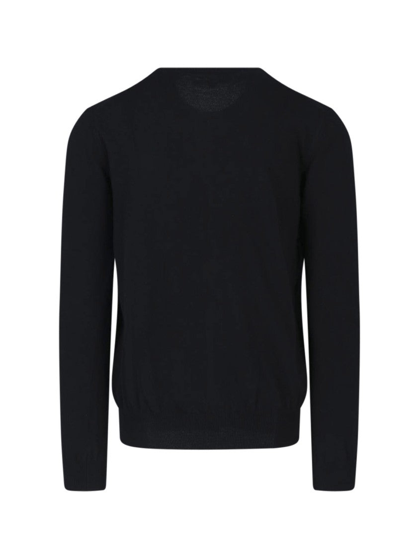 Comme Des Garçons Wool Cardigan With Crystal-Embellished Logo