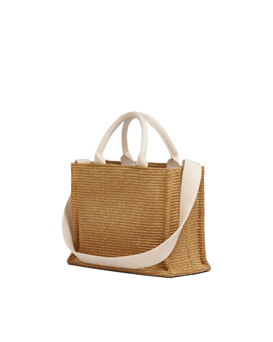 Marni Small Raffia-Effect Fabric Tote Bag