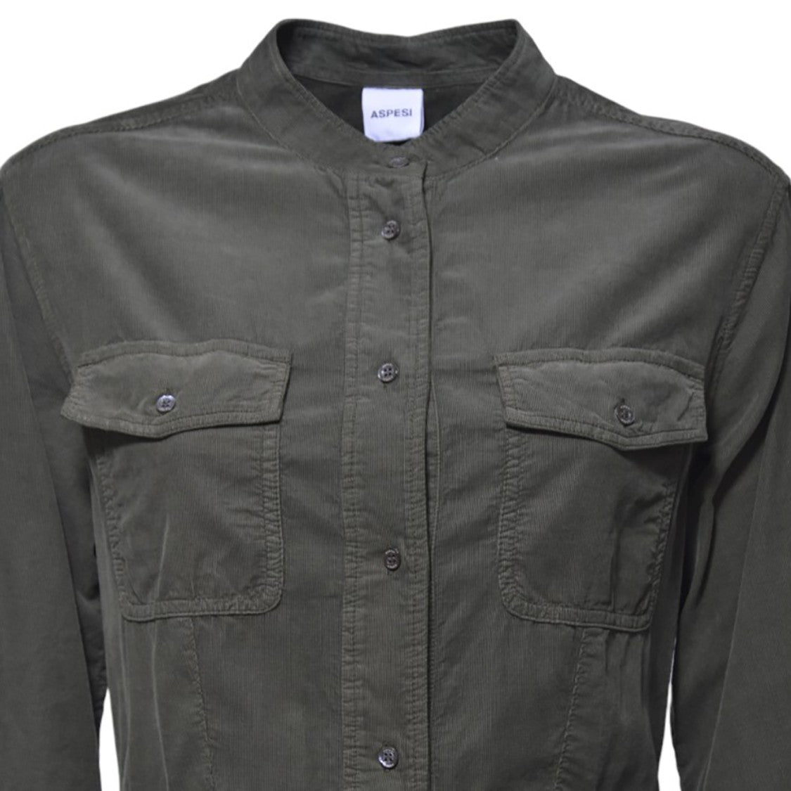 Aspesi Ribbed Cotton Velvet Midi Chemisier Dress