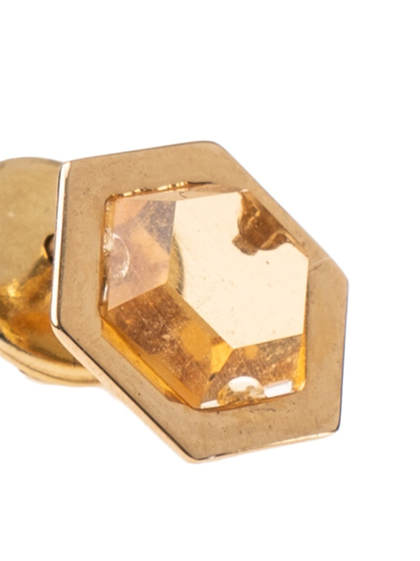 D.Delettrez Hexagonal Gold Earrings With Radiant Yellow Diamonds