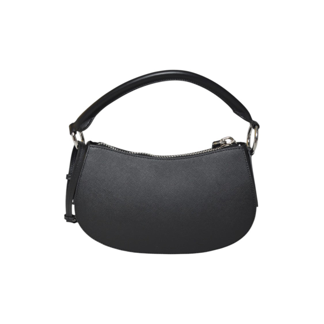 Maison Margiela Curved Black Leather Handbag With Versatile Carrying Options