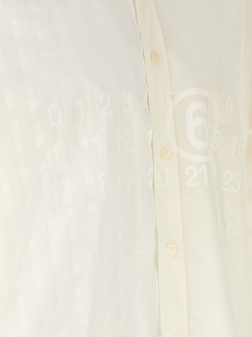 Mm6 By Maison Margiela Bi-Material Asymmetric Shirt With Subtle Logo And Patch Pocket