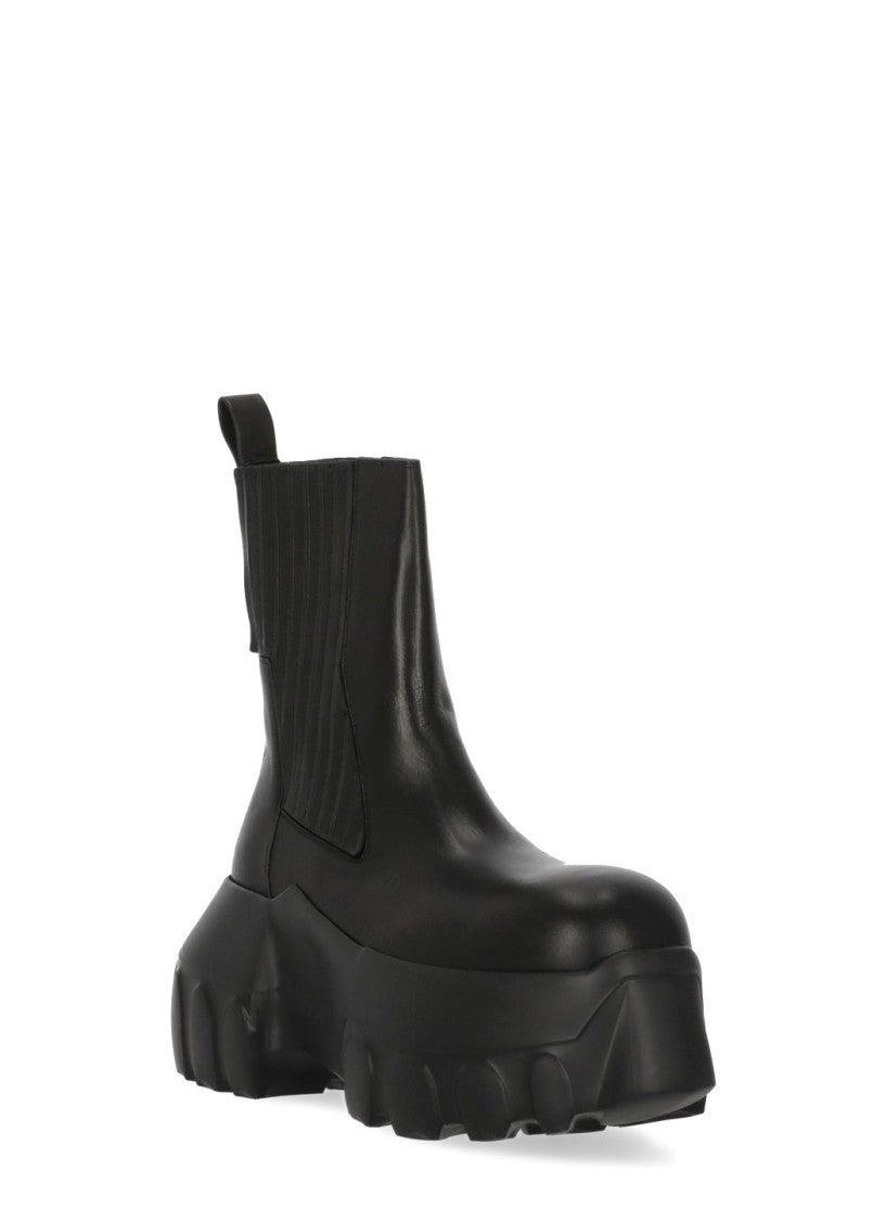 Rick Owens Black Chunky Sole Elastic Chelsea Boots