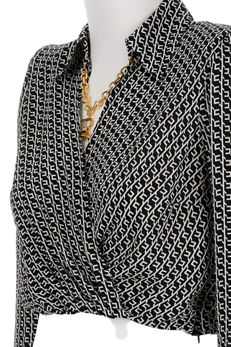 Elisabetta Franchi Cropped Logo Print Shirt