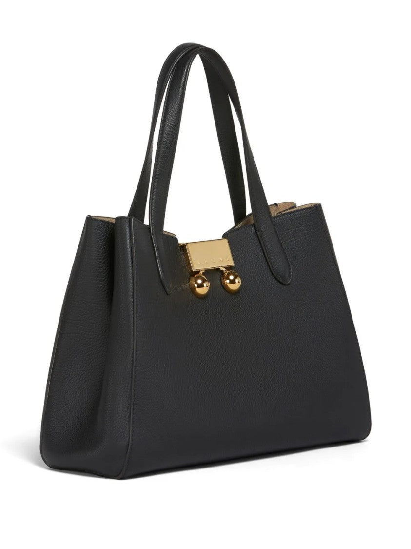 Marni Structured Black Calf Leather Handbag