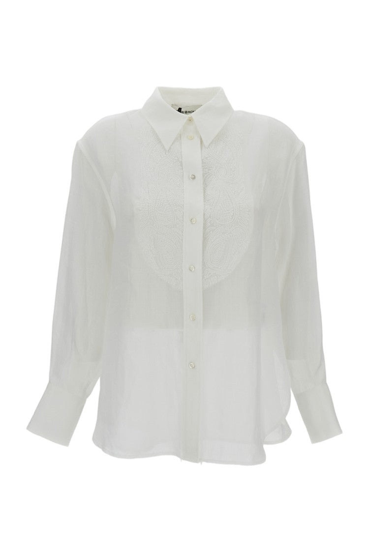 True Royal Lightweight Sheer Blouse With Classic Collar