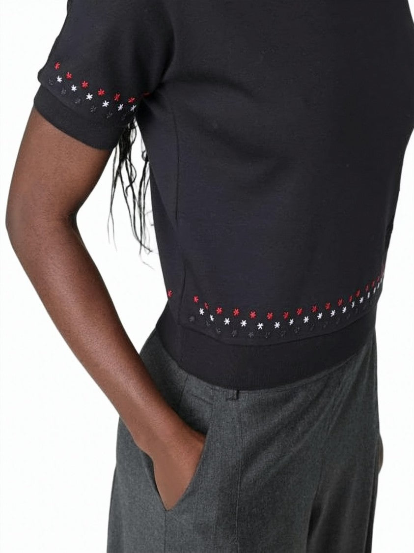 Thom Browne Short-Sleeved Fitted Top With Dotted Pattern