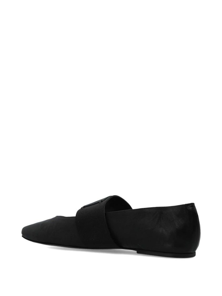 Givenchy Black Minimalist Square Toe Leather Flats