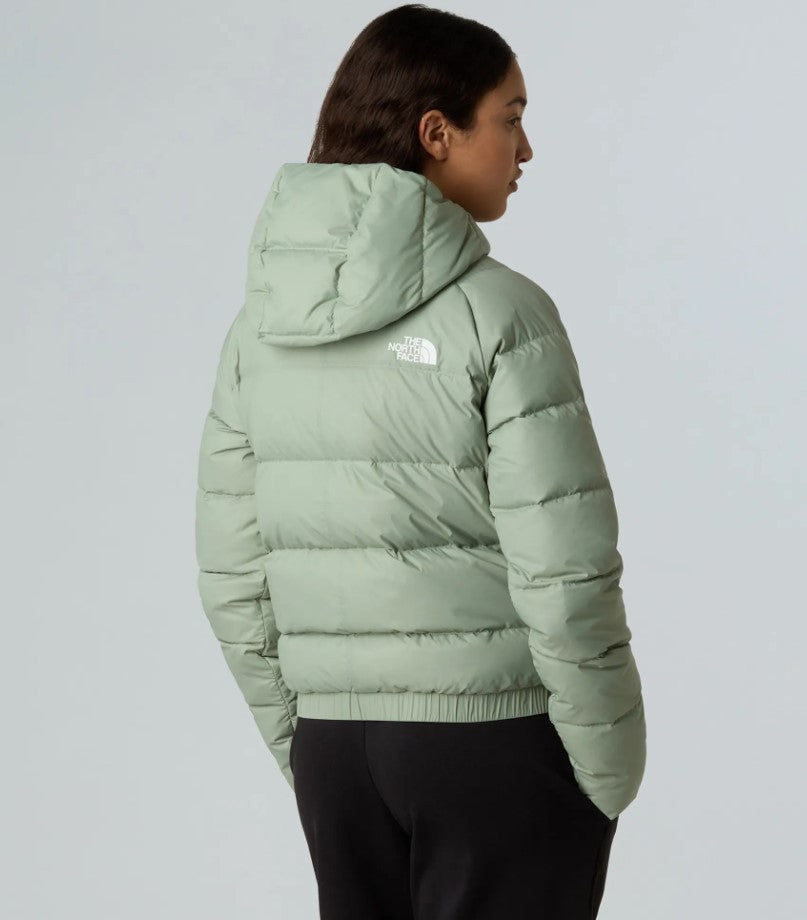 The North Face Cropped Green Down Hoodie With Fixed Hood