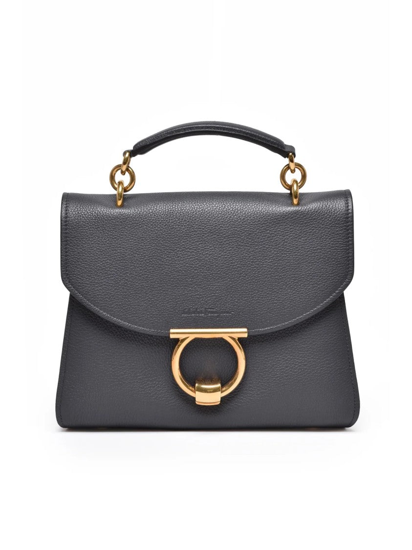 Salvatore Ferragamo Textured Leather Margot Shoulder Bag With Gold-Tone Clasp