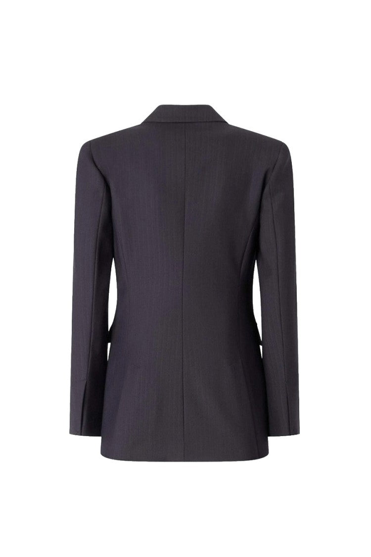 Pinko Blue Polyester-Wool Blend Double-Breasted Blazer