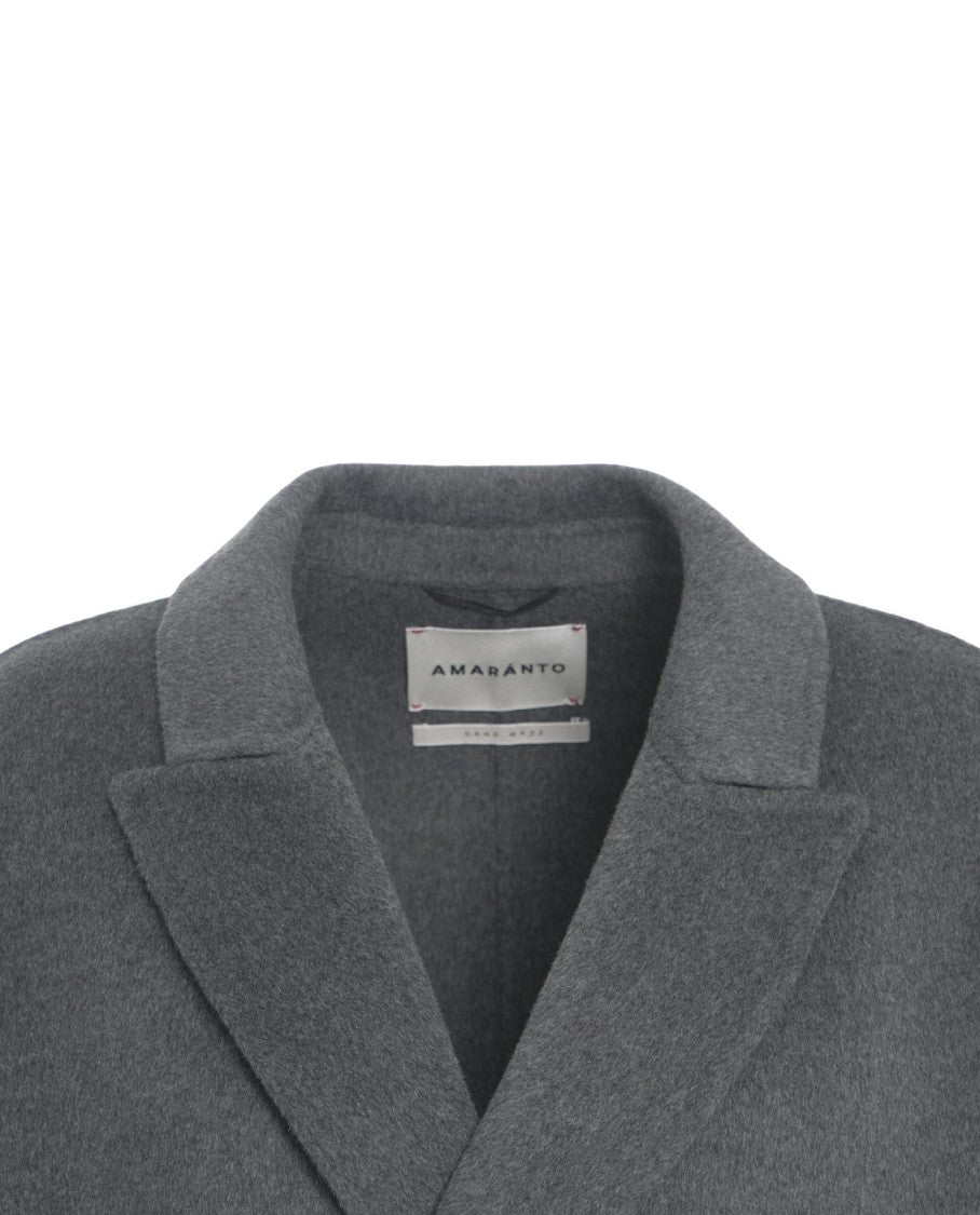 Amaranto Oversized Double-Breasted Gray Coat With Wool And Cashmere Blend