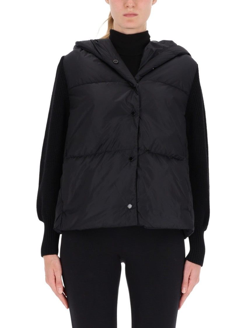 Canada Goose Quilted Black Hoodie With Knit Sleeves