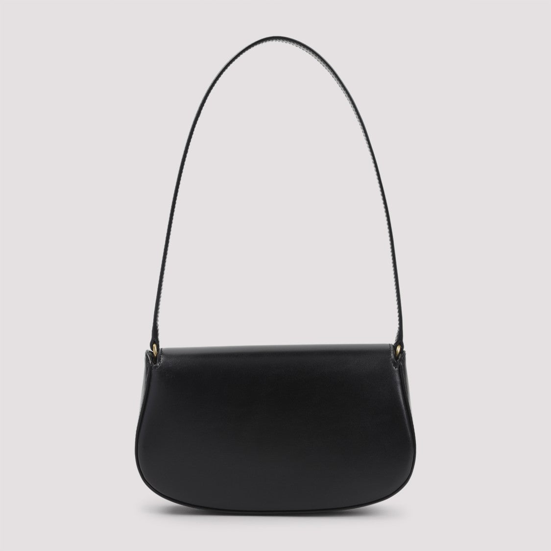 Saint Laurent Curved Black Lamb Leather Shoulder Bag