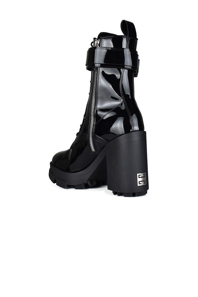 Givenchy Lace-Up Black Shiny Calf Leather Boots
