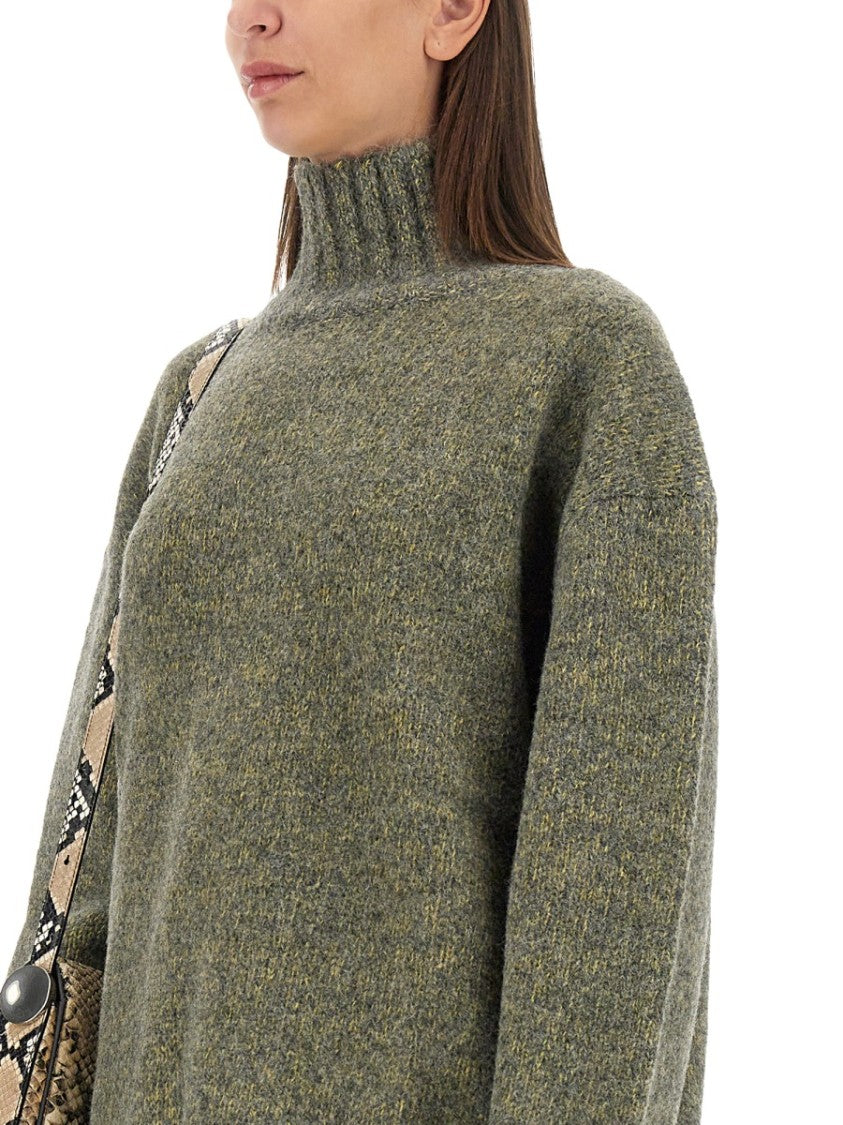 Jil Sander Heathered Oversized Turtleneck Sweater With Relaxed Fit