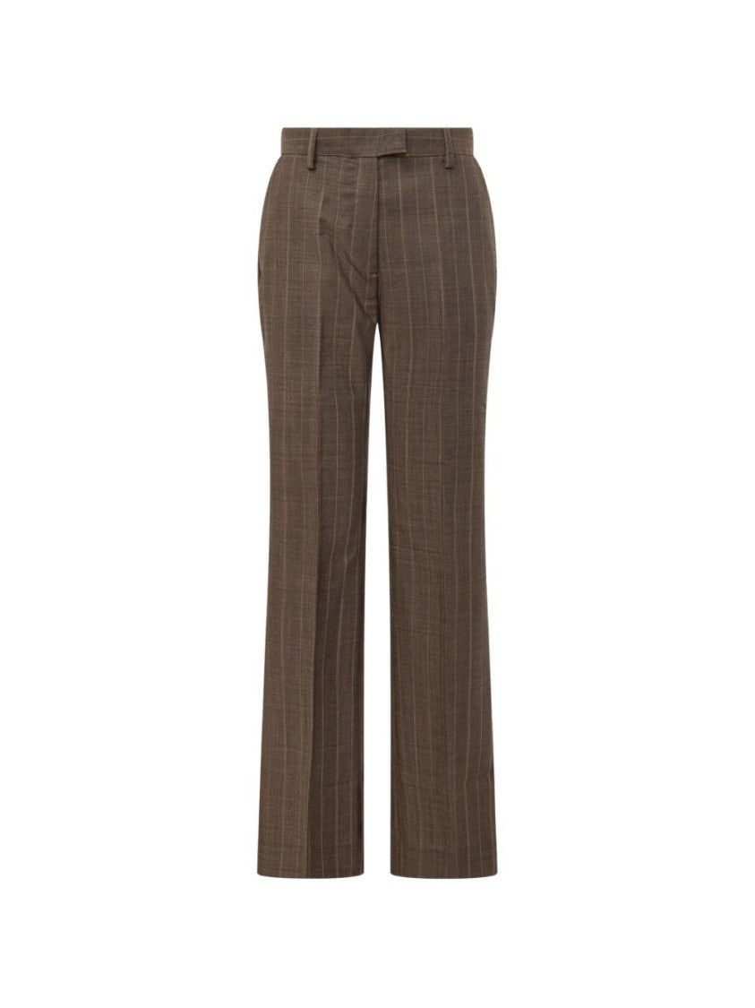 Ganni Multicolor Pinstripe Wool Tailored Trousers