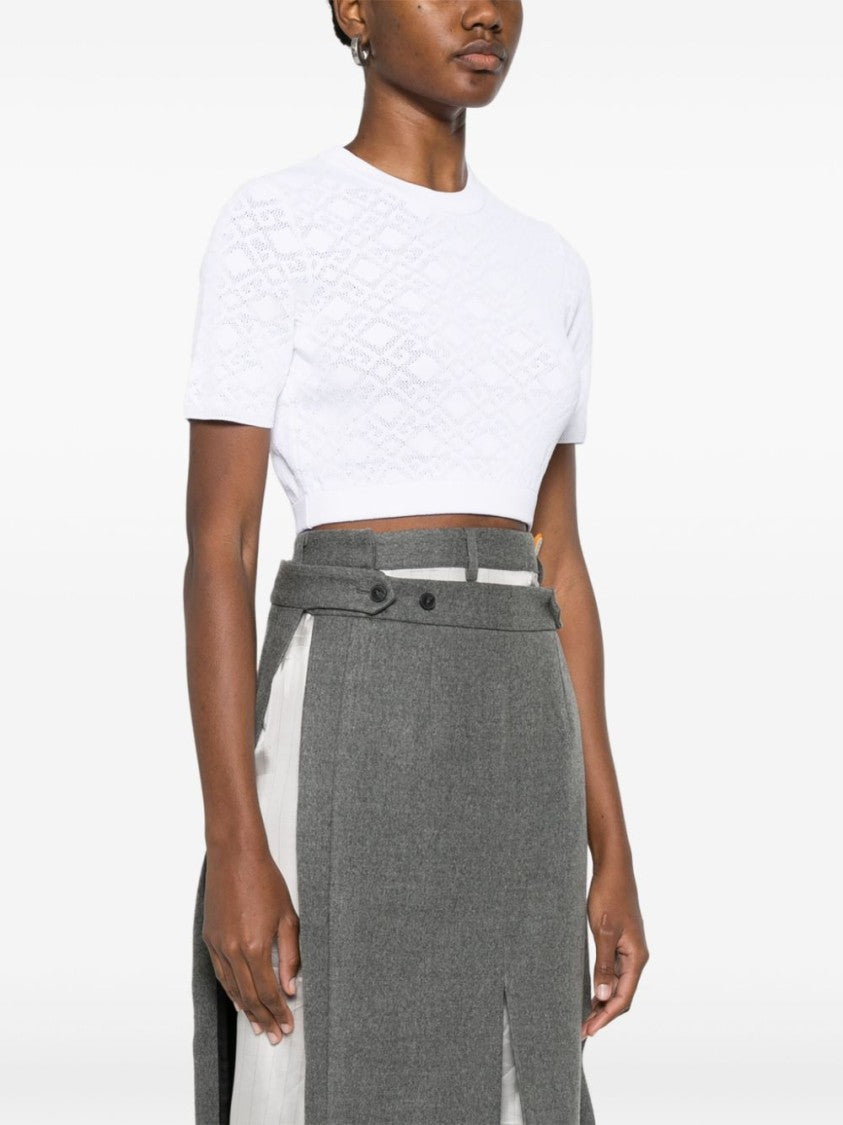 Givenchy Monogram 72-Jacquard Cropped T-Shirt