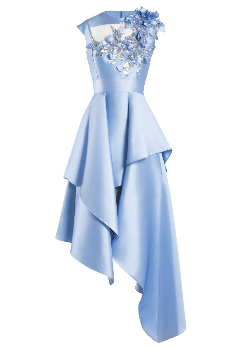 Saiid Kobeisy Mikado, Asymmetrical Dress With Matching Floral Beading