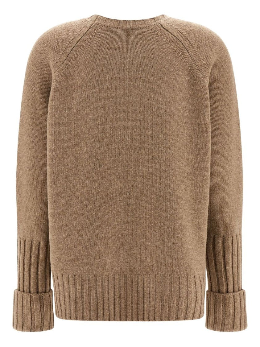 Tory Burch Relaxed Fit Brown Knit Sweater
