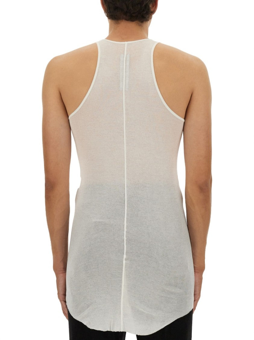 Rick Owens Sleeveless Cotton Top With Longer Back Hem