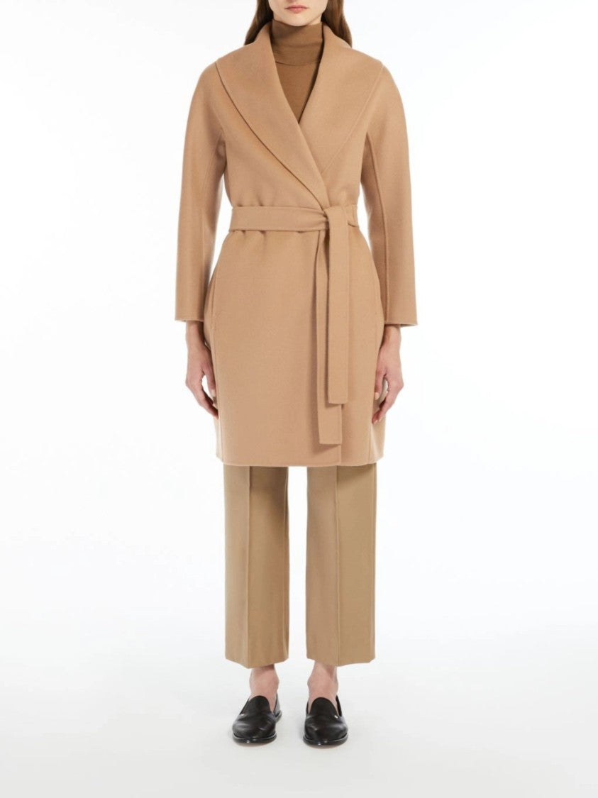 Max Mara Brown Messi Belted Shawl Collar Coat