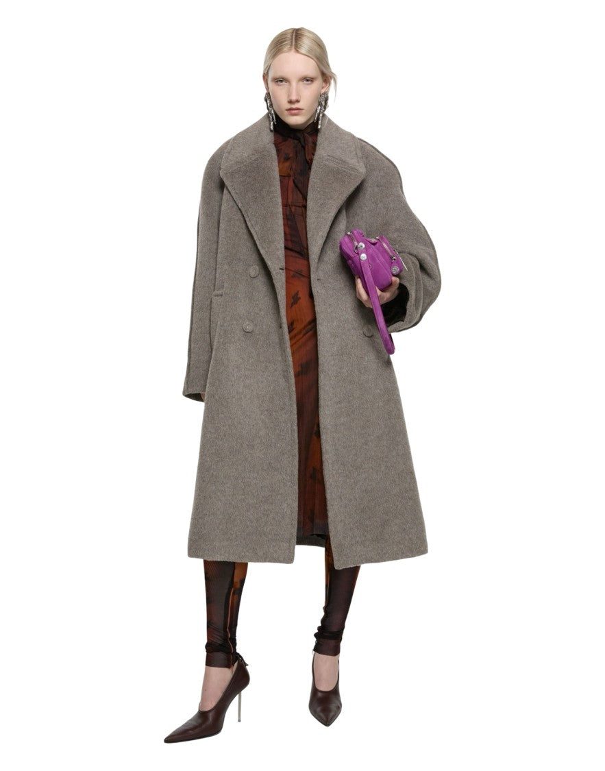 Acne Studios Double-Breasted Oversized Alpaca Coat With Wide Lapel
