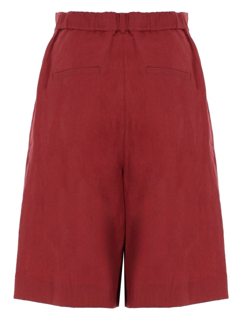 Max Mara Caravan High-Waisted Wide-Leg Linen Shorts