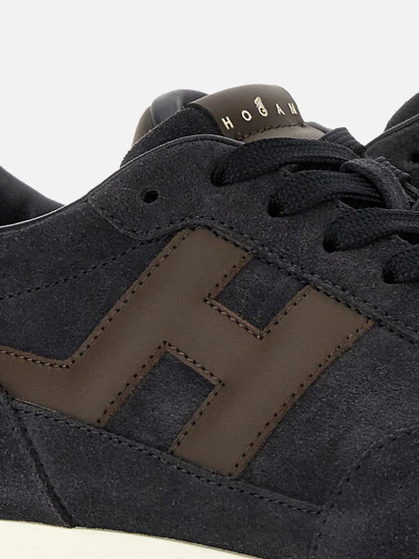 Hogan Low-Top Sneakers With Dark Suede Upper
