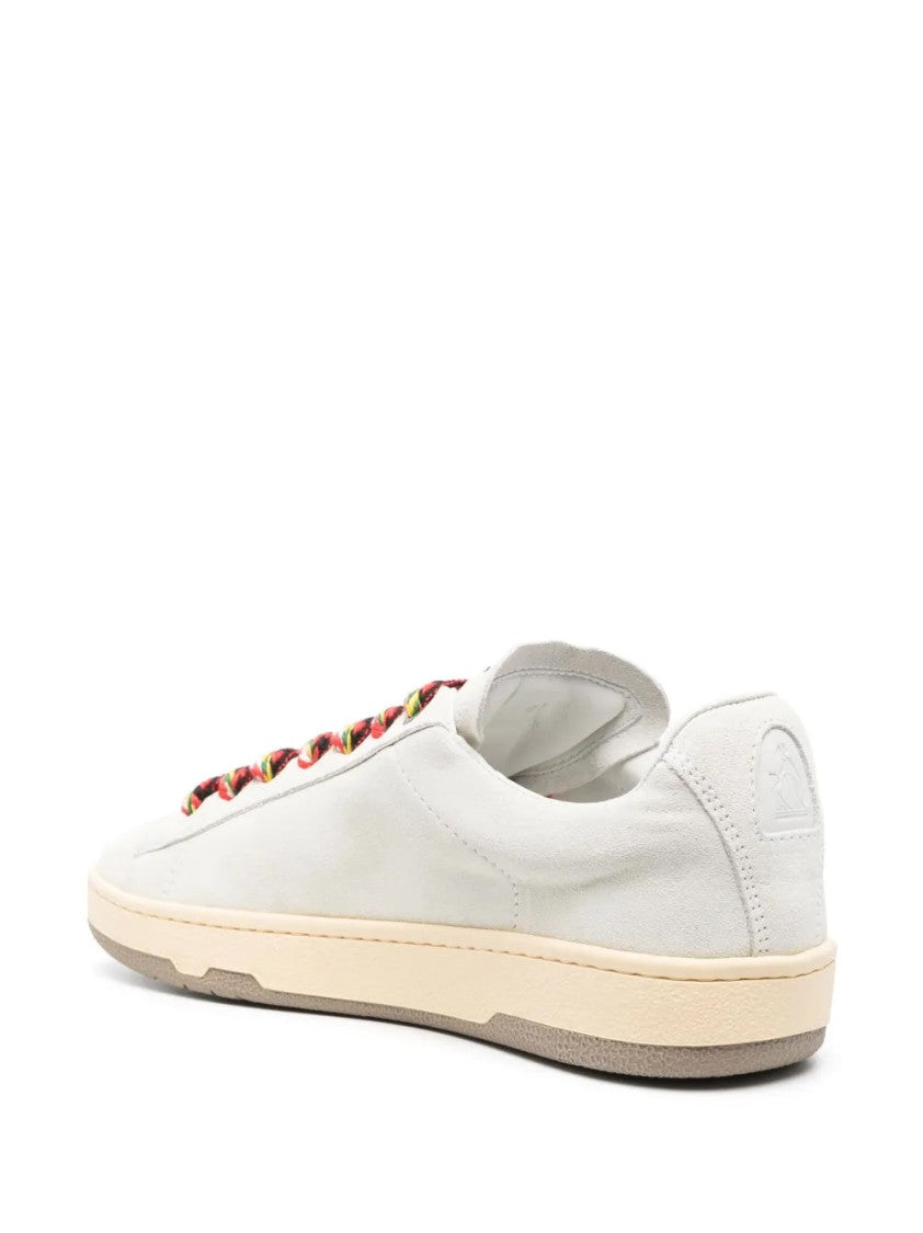 Lanvin White Lite Curb Multicolored Laces Leather Sneakers