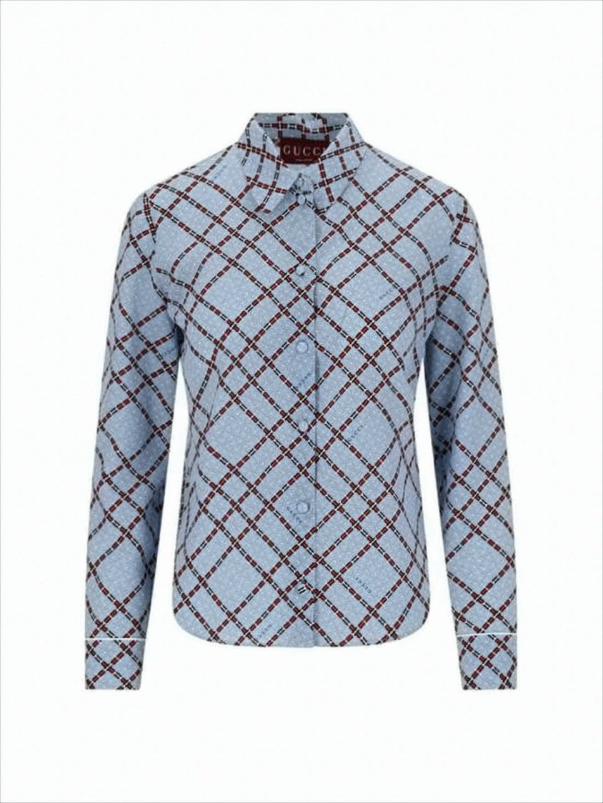 Gucci Silk Long-Sleeved Shirt With Geometric Pattern