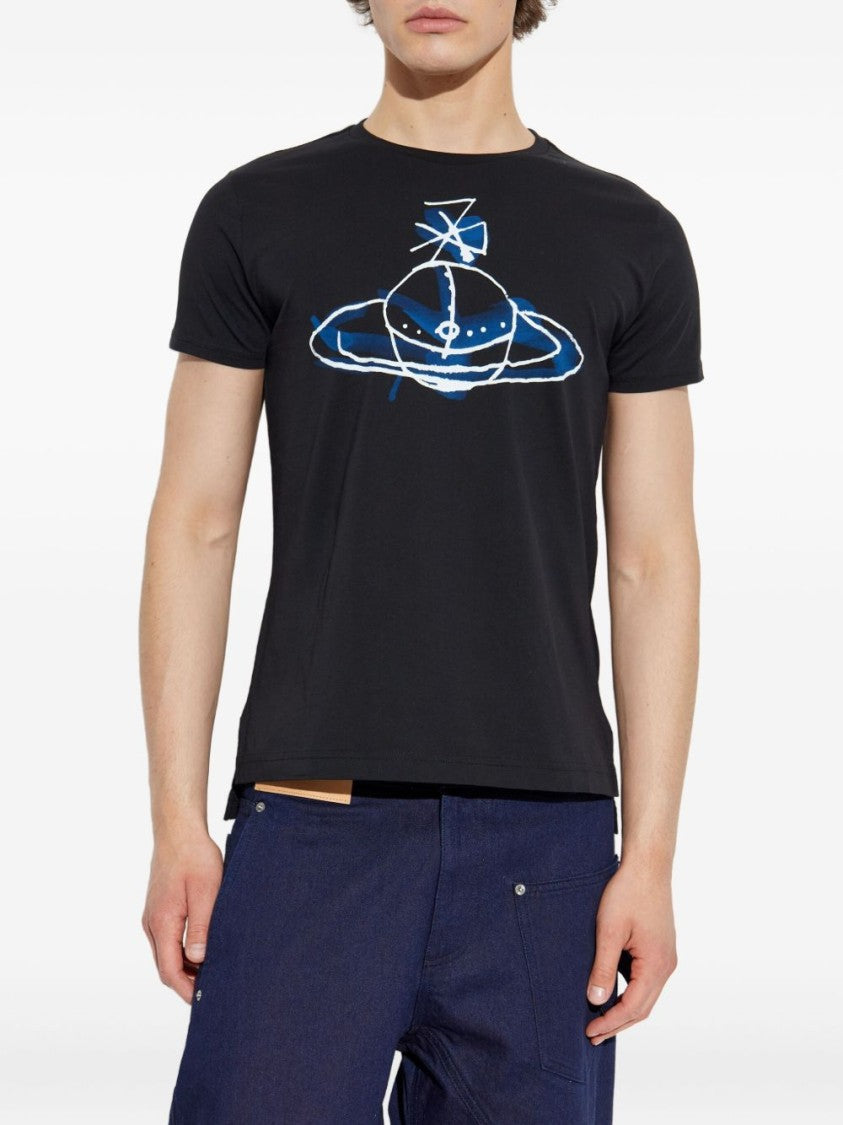 Vivienne Westwood Orb Logo Print Crew Neck T-Shirt In Black