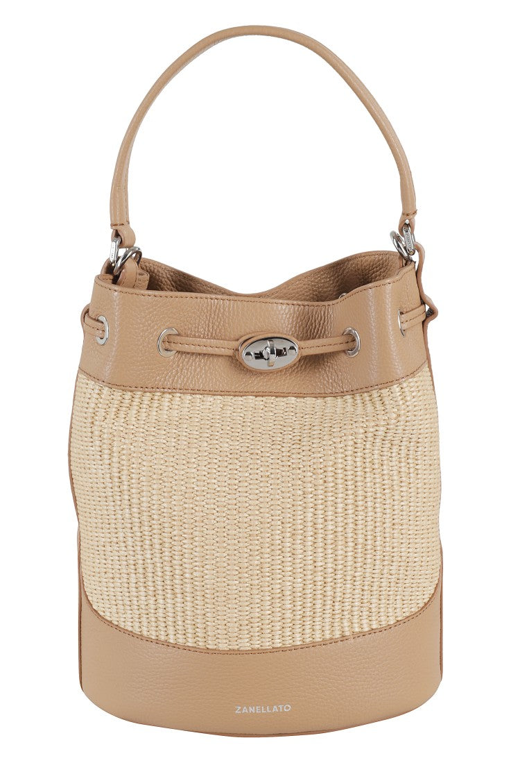 Zanellato Woven Bucket Bag With Hammered Leather Accents