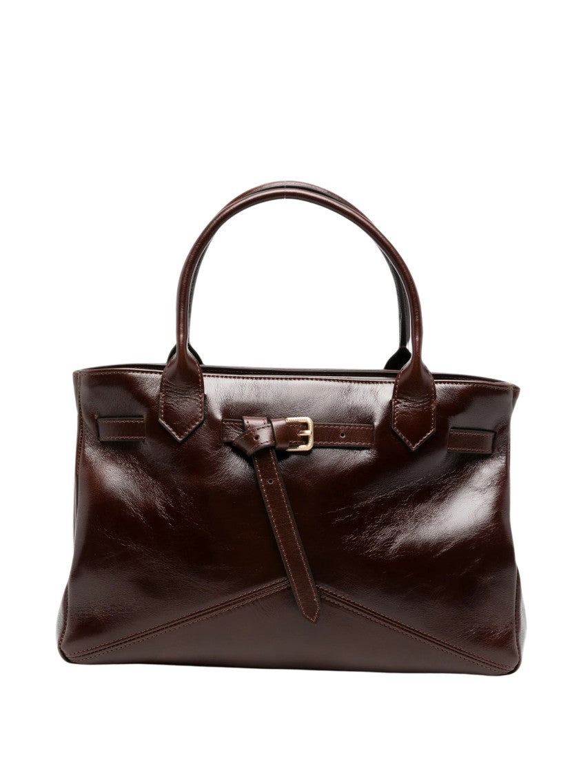 Ballantyne Structured Dark Brown Calf Leather Shoulder Bag