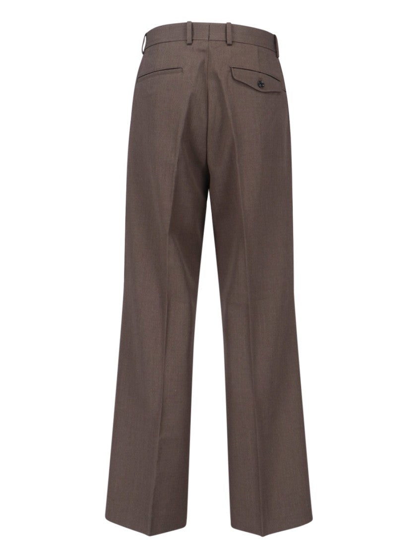 Tonywack High-Waisted Brown Wide-Leg Trousers With Front Pleats
