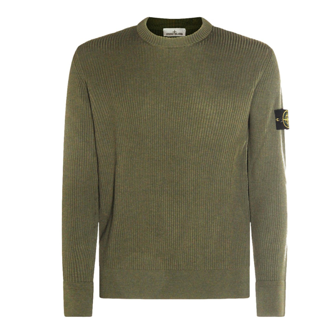 Stone Island Ribbed Knit Sweater With Crew Neckline And Signature Patch