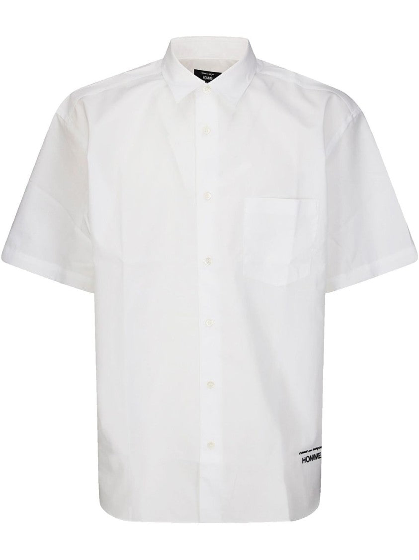 Comme Des Garçons Classic White Cotton Shirt With Embroidered Logo