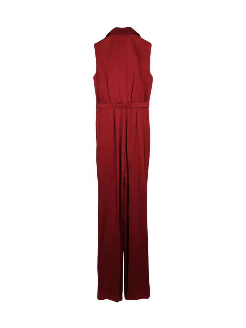 Max Mara Red Acetate-Blend Velvet Jumpsuit